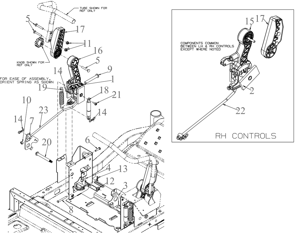 Operator Control Diagram and Parts List for ZT1-54KH (17CM210)(2021) Cub Cadet Lawn Tractor